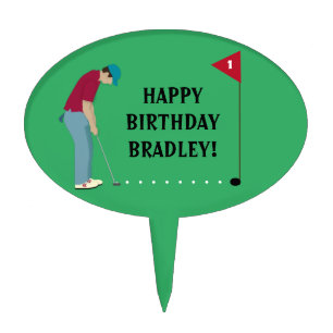 Green Golfer Putting Ball Cake Topper