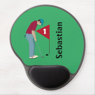 Green Golfer Putting Ball Gel Mouse Pad