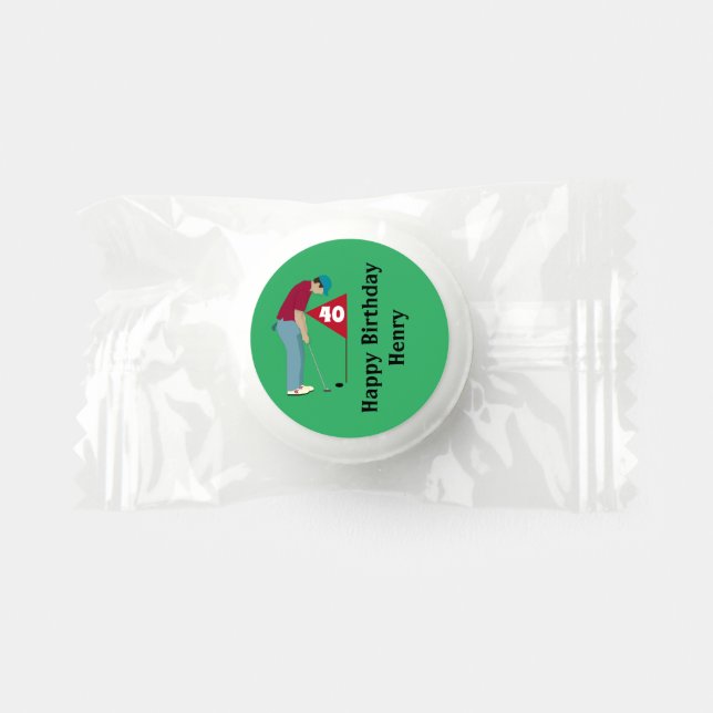 Green Golfer Putting Ball Life Saver® Mints (Front)