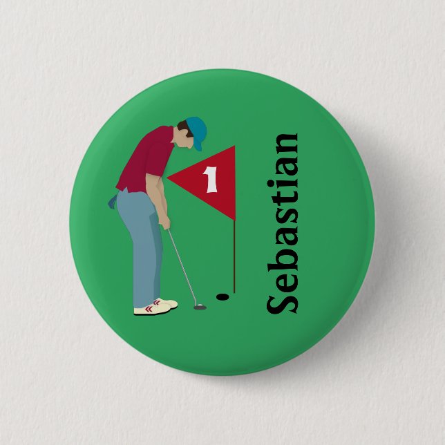 Green Golfer Putting Button (Front)