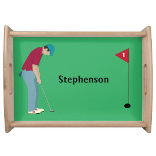 Green Golfer Putting Design Serving Tray