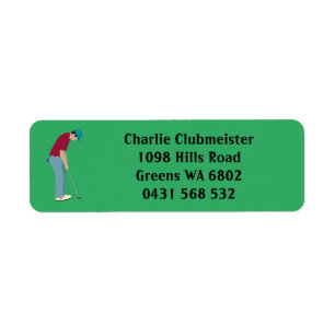 Green Golfer Putting Golf Ball Label