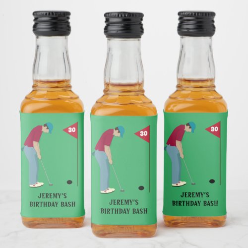 Green Golfer Putting  Liquor Bottle Label