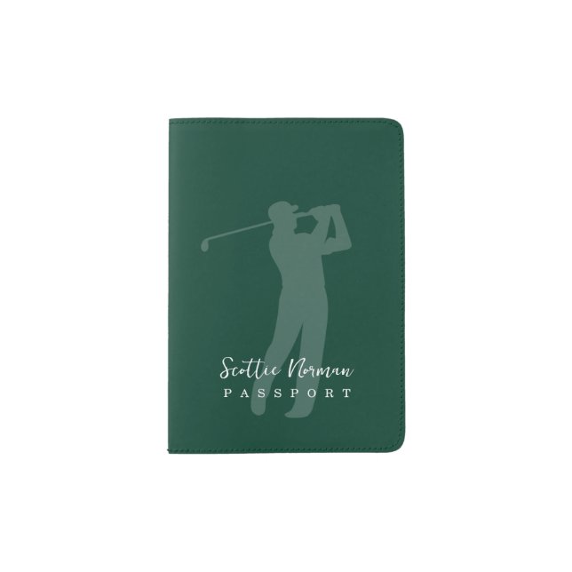 Green Golfer Travel Document -  Passport Holder (Front)