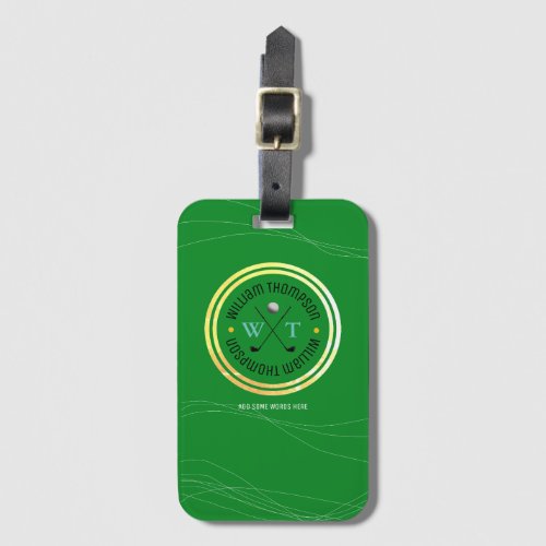 green golfer travel luggage tag