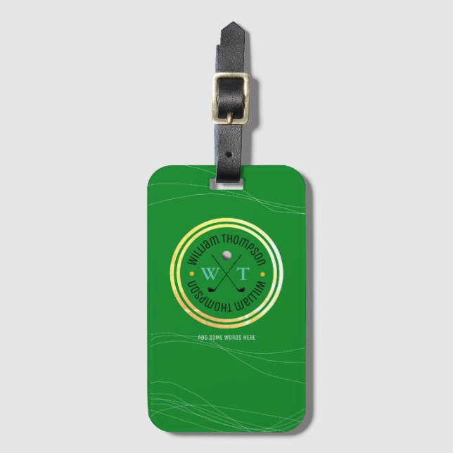 green golfer travel luggage tag (Front Vertical)