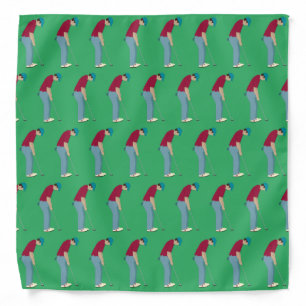 Green Golfers Putting Balls Pattern Bandana