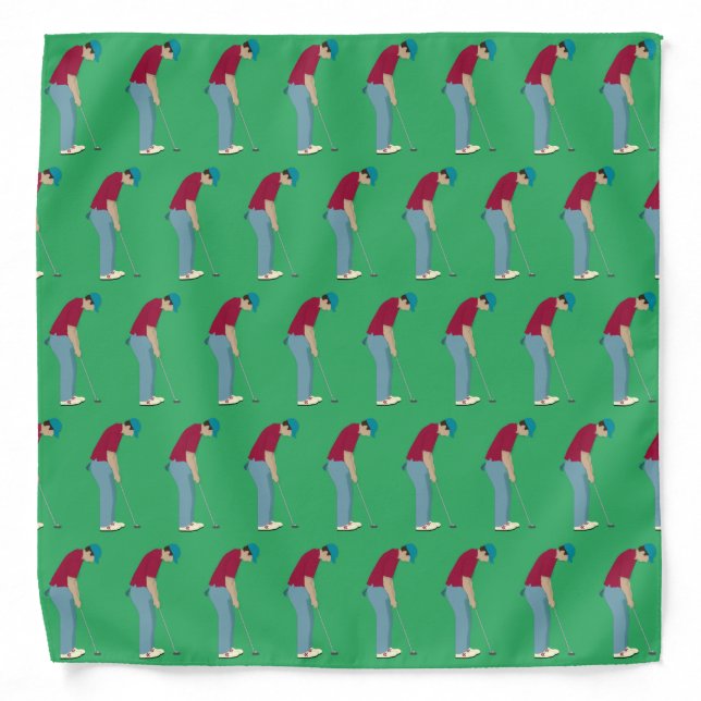 Green Golfers Putting Balls Pattern Bandana (Front)