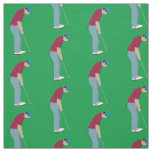 Green Golfers Putting Golf Balls Pattern Fabric