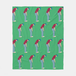 Green Golfing Design Fleece Blanket