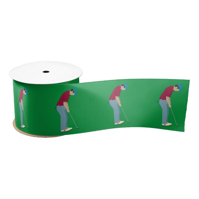 Green Golfing Theme Satin Ribbon (Spool)