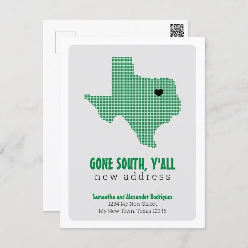 Green Gone South Yall Moving Postcard
