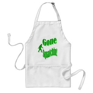 Green gone squatchin slogan text adult apron