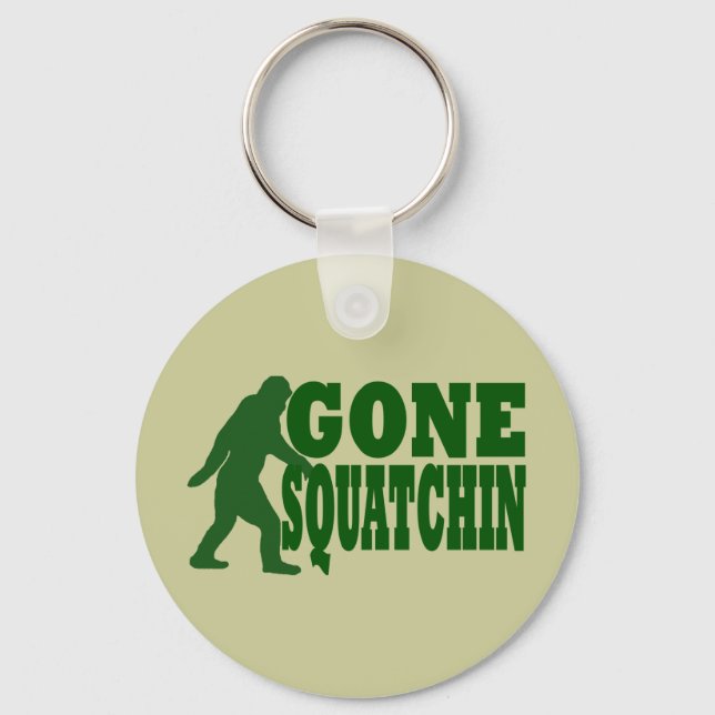 Green gone squatchin slogan text keychain (Front)