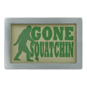 Green gone squatchin slogan text rectangular belt buckle