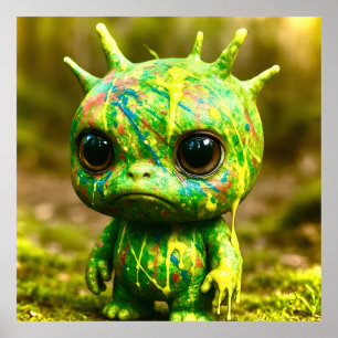 Green Goo Monster – Creepy Cute Halloween Poster