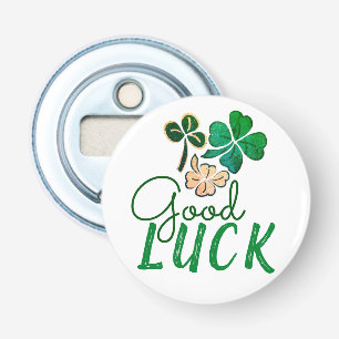 Green Good Luck Four Leaf Clover Shamrock Bottle Opener