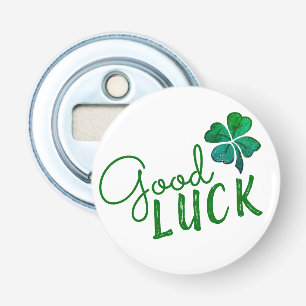Green Good Luck Four Leaf Clover Shamrock Bottle Opener