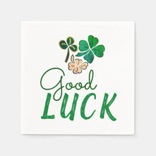 Green Good Luck Four Leaf Clover Shamrock Napkins