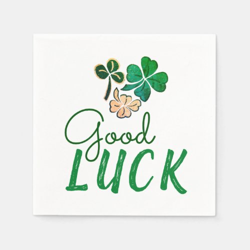 Green Good Luck Four Leaf Clover Shamrock Napkins