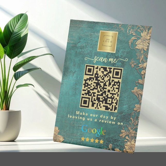 Green Google Reviews Business Link QR Code   Pedestal Sign (Creator Uploaded)