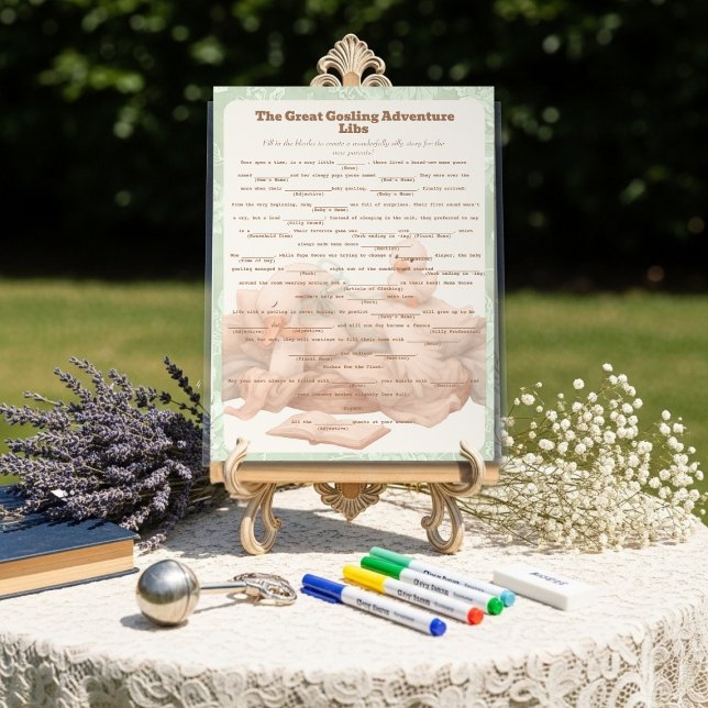 Green Goose Libs Baby Shower Group game Acrylic Sign (Green Goose Libs Baby Shower Group game Acrylic Sign)