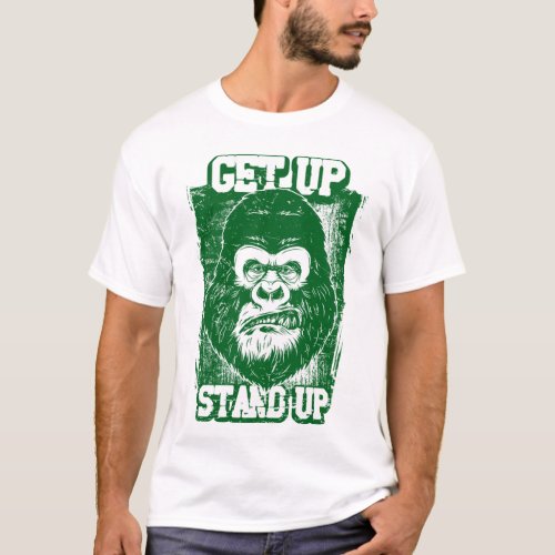 Green gorilla illustration get up stand up   T_Shirt