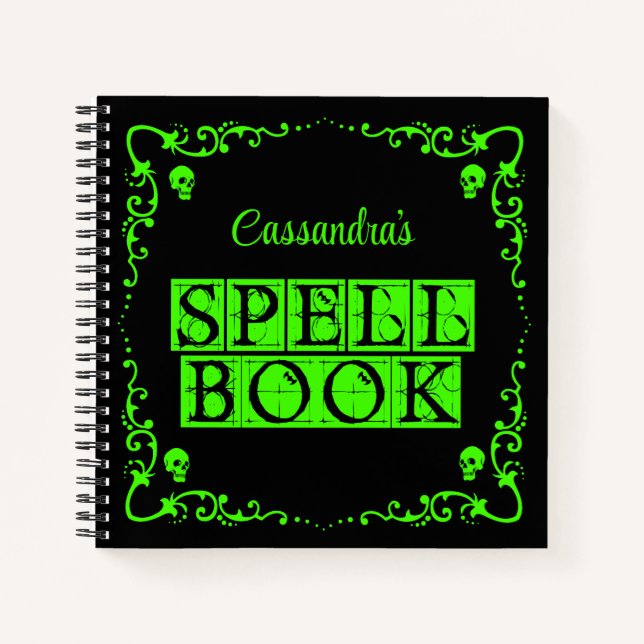 Green Goth Spell Book Personalized (Front)