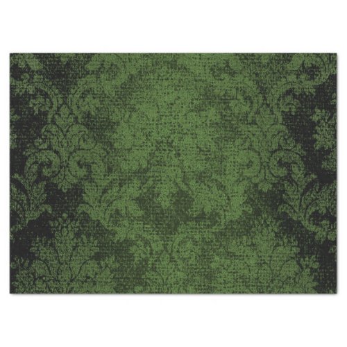 Green Goth Victorian Damask Vintage Wallpaper Tissue Paper