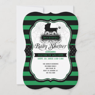 Green Gothic Halloween Baby Shower Invitation