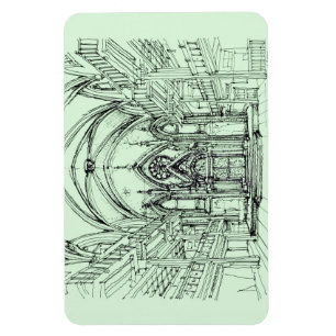 Green Gothic NYC synagogue Magnet