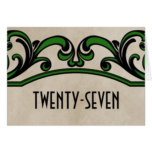 Green Gothic Swirls Table Number Card