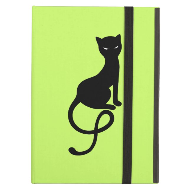 Green Gracious Evil Black Cat Folio iPad Air Cover (Front Closed)