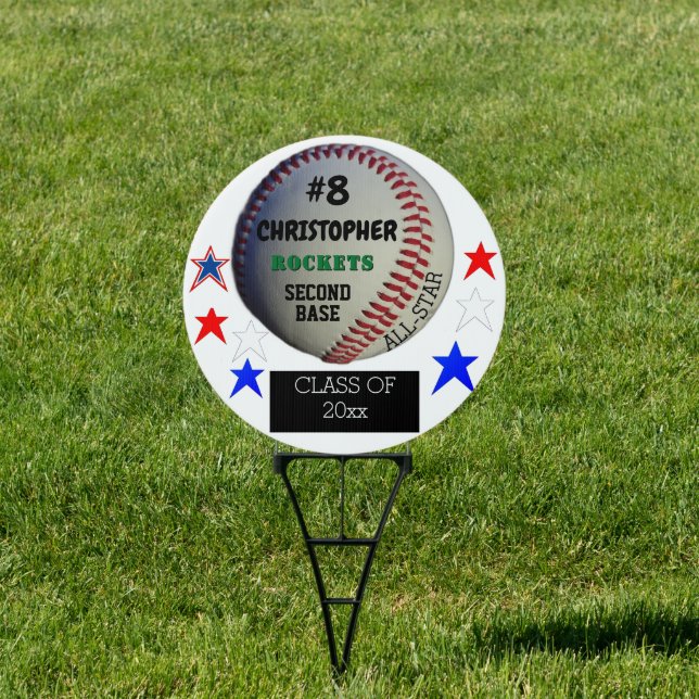 Green Grad Baseball Red White Blue Stars Sign (Insitu)