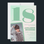 Green gradient 18th birthday invitations Boy Photo<br><div class="desc">green gradient 18th birthday invitations for him Retro Photo</div>