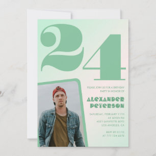 Green gradient 24th birthday invitations Boy Photo