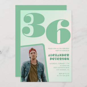 Green gradient 36th birthday invitations Boy Photo