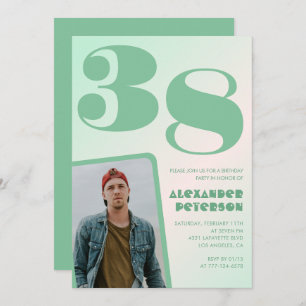 Green gradient 38th birthday invitations Boy Photo