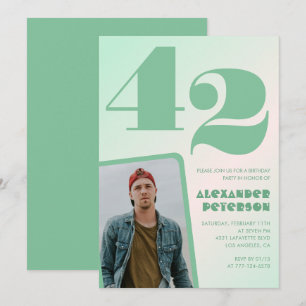 Green gradient 42nd birthday invitations Boy Photo