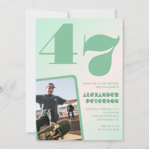 Green gradient 47th birthday invitations Boy Photo