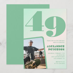 Green gradient 49th birthday invitations Boy Photo
