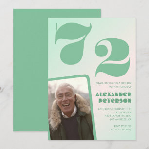 Green gradient 72nd birthday invitations Men Photo