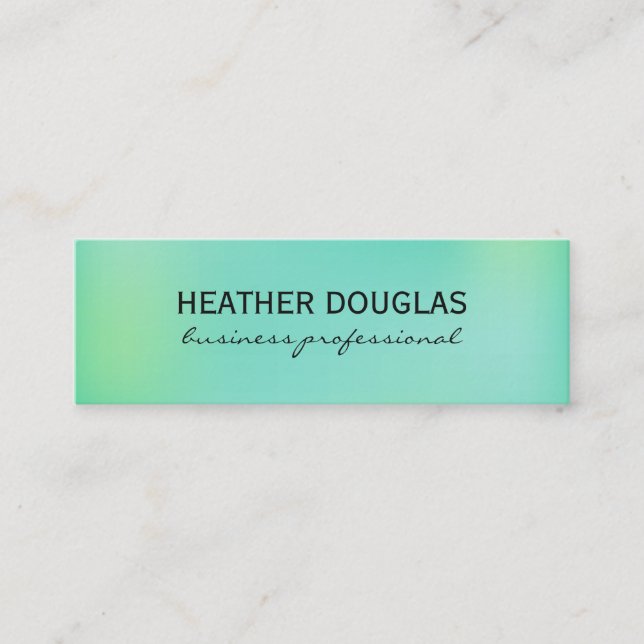 Green Gradient Background Mini Business Card (Front)