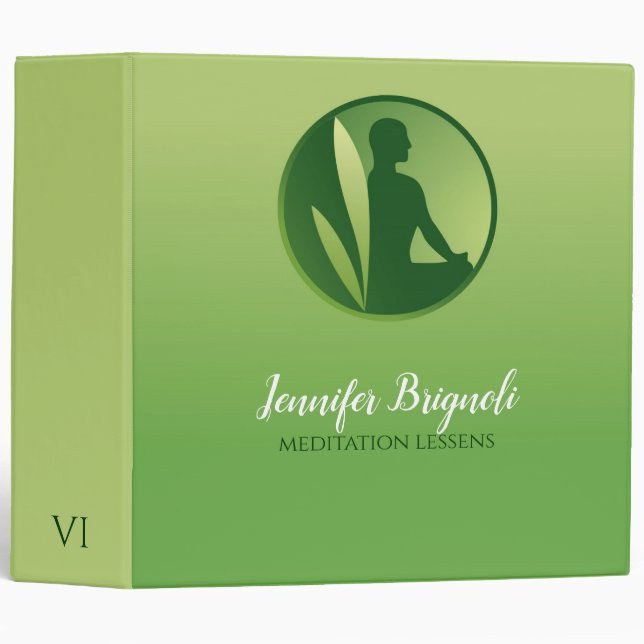 Green Gradient Bamboo 3 Ring Binder (Front/Spine)