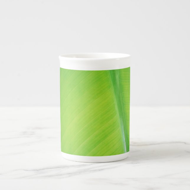Green gradient Banana leaf texture pattern name Bone China Mug (Front)