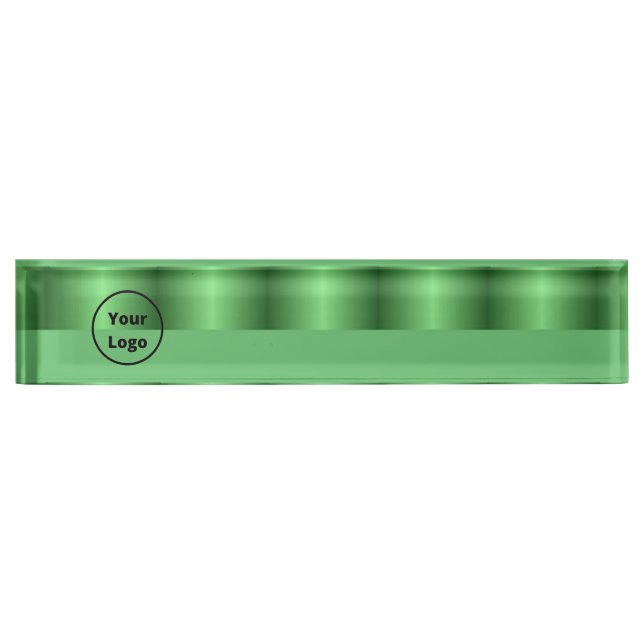 Green gradient business pattern desk name plate (Front)