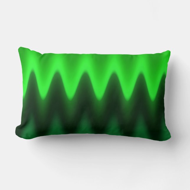 Green Gradient Chevron Lumbar Pillow (Front)