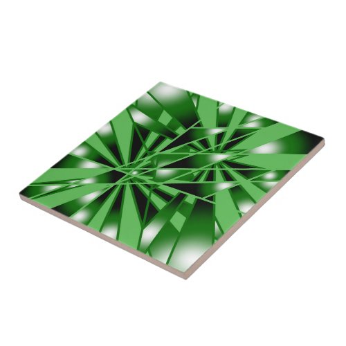 Green Gradient Color Fill Art Perspective Drawing Ceramic Tile
