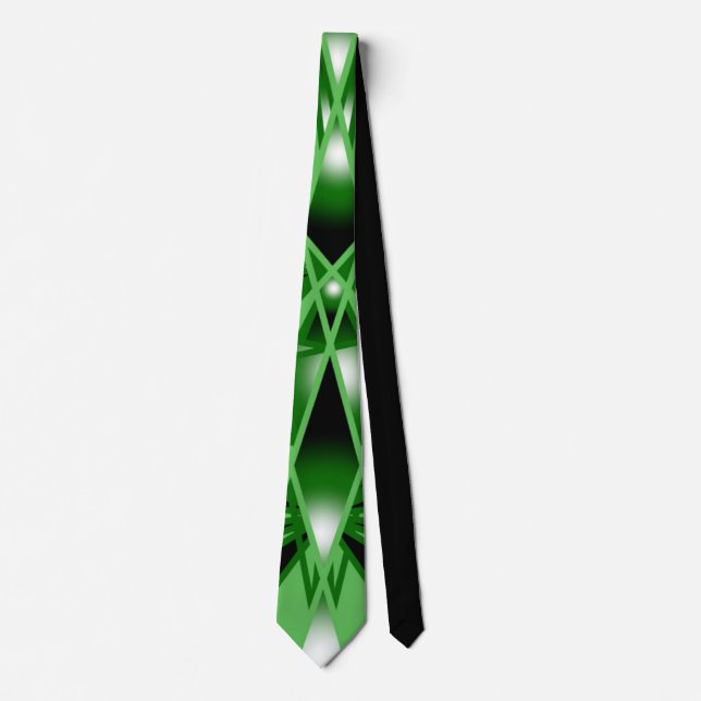 Green Gradient Color Fill Art Perspective Drawing Neck Tie (Front)