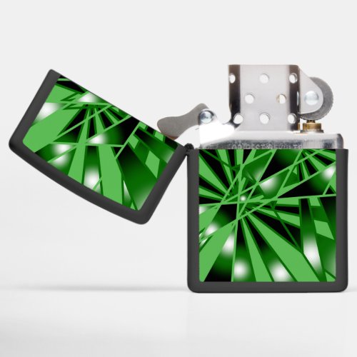 Green Gradient Color Fill Art Perspective Drawing Zippo Lighter